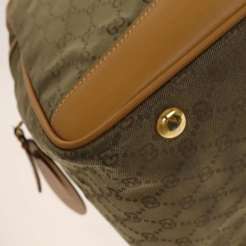 GUCCI GG Canvas Boston Bag Gold Beige